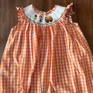 Orange Gingham Kids Dress